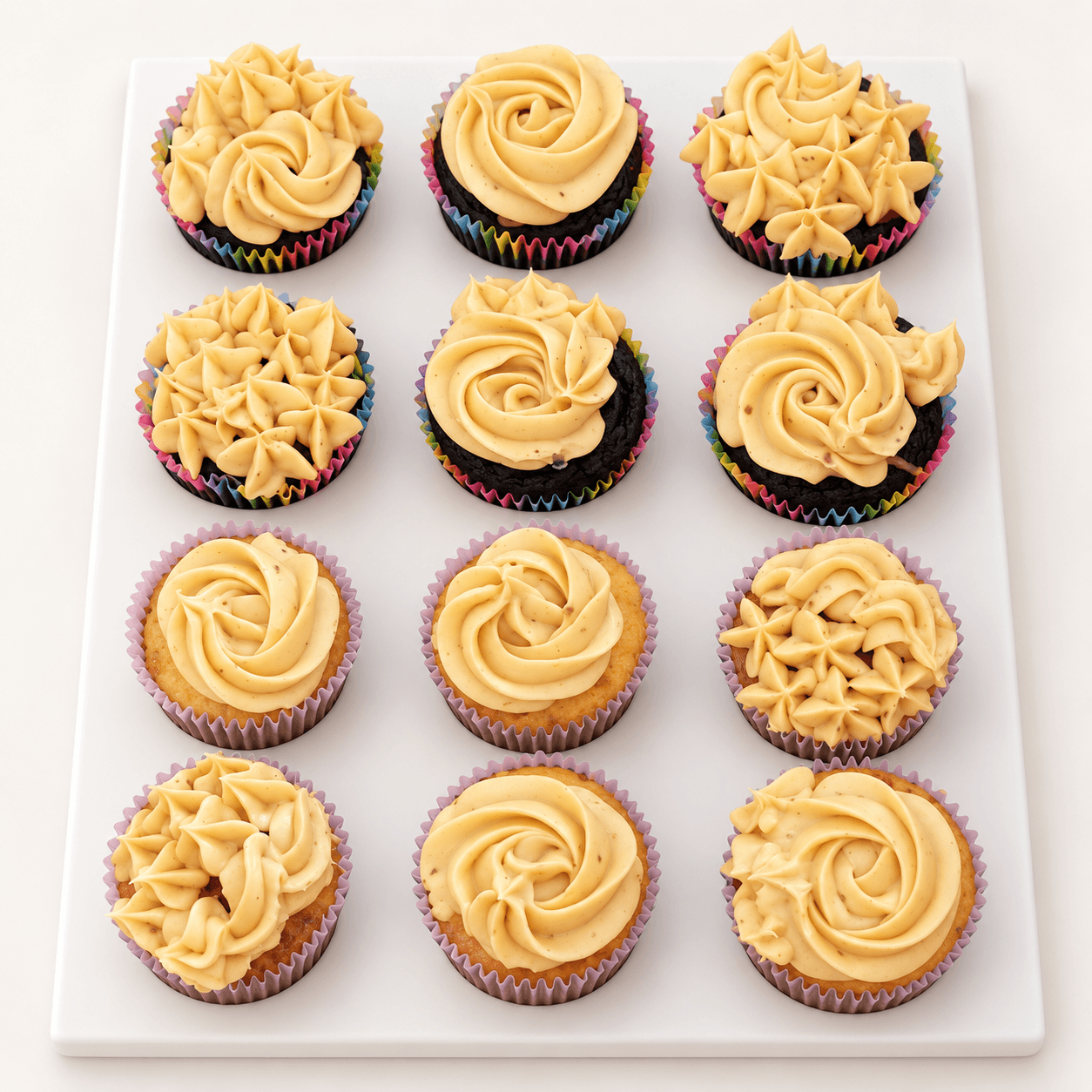 Chocolate and vanilla cupcakes with a caramel swirl by Glory Treats