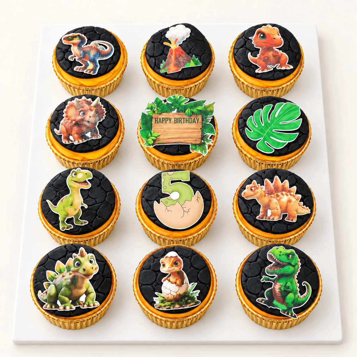 Dinosaur and volcano themed cupcakes by Glory Treats