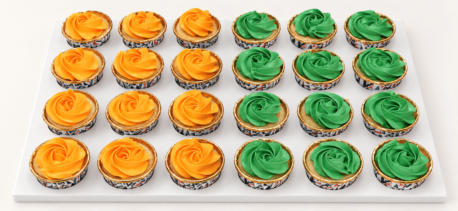Orange and green rosette cupcakes by Glory Treats