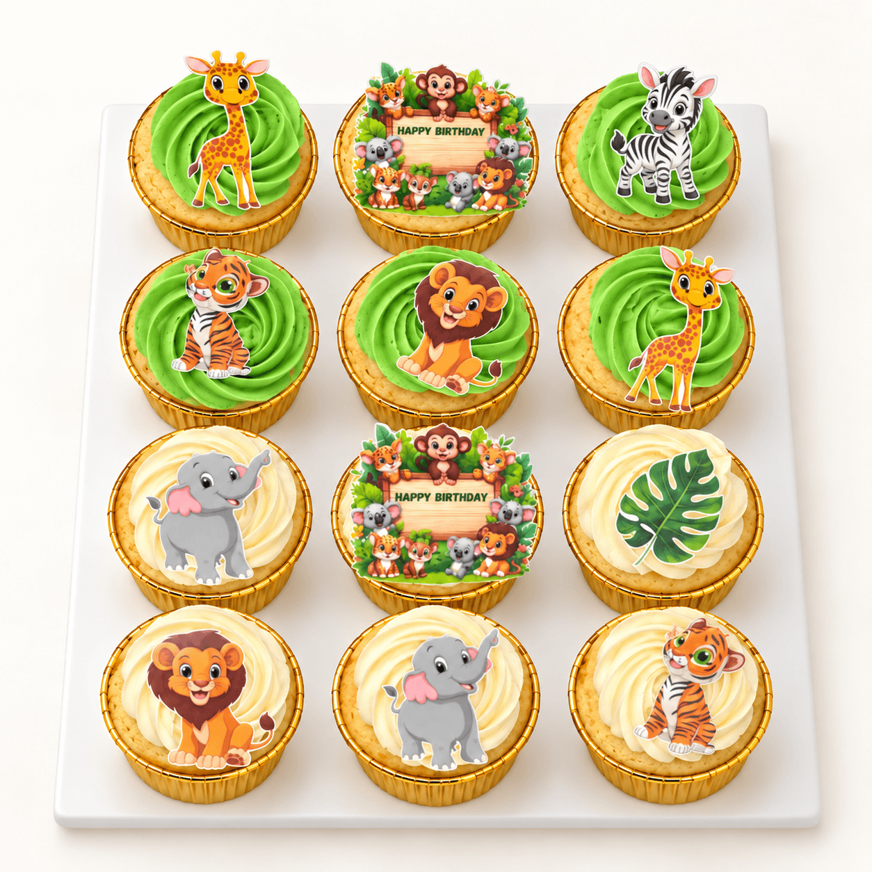 Safari jungle animal themed cupcakes by Glory Treats
