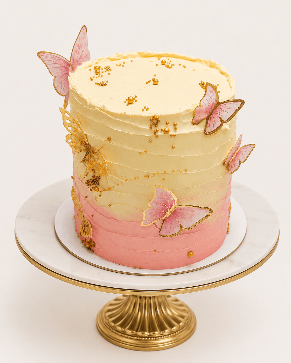 Pastel butterfly ombre kids birthday cake by Glory Treats