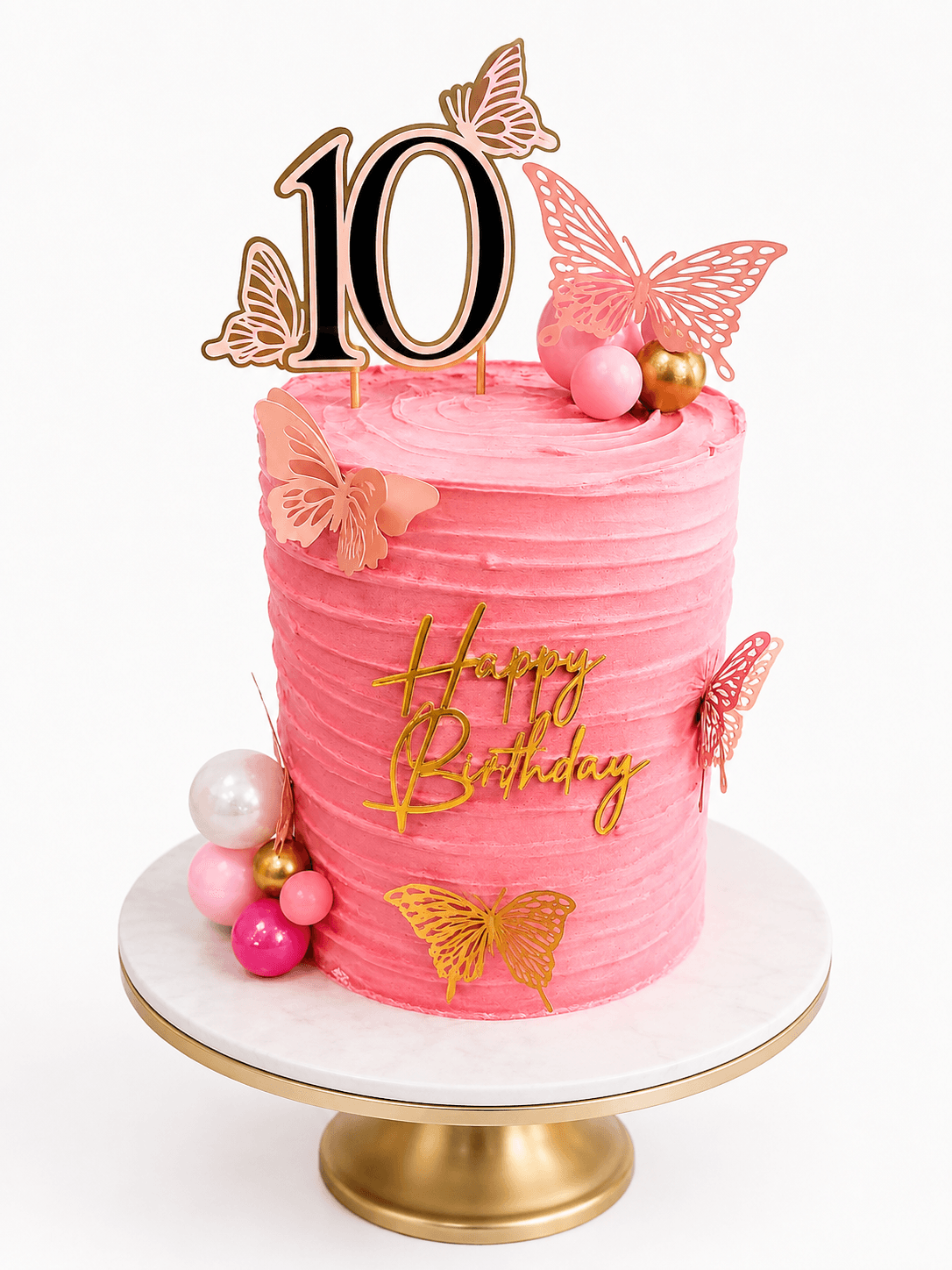Pink butterfly 10th birthday cake by Glory Treats