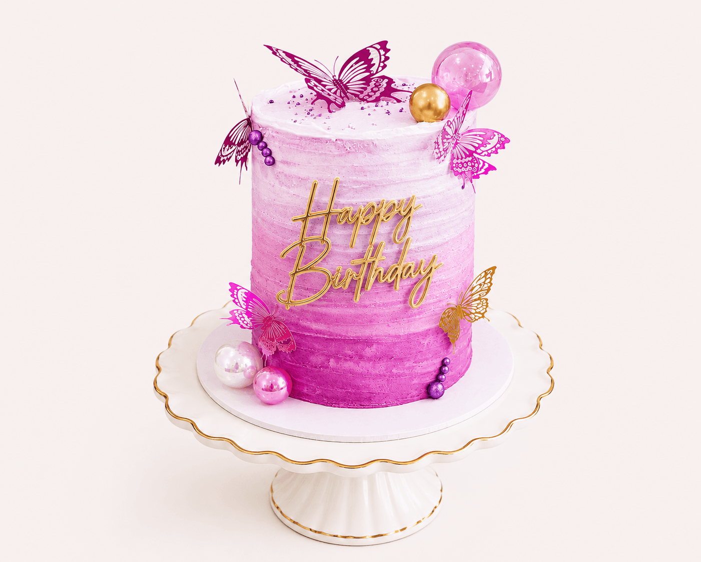 Purple ombre birthday cake with butterflies by Glory Treats
