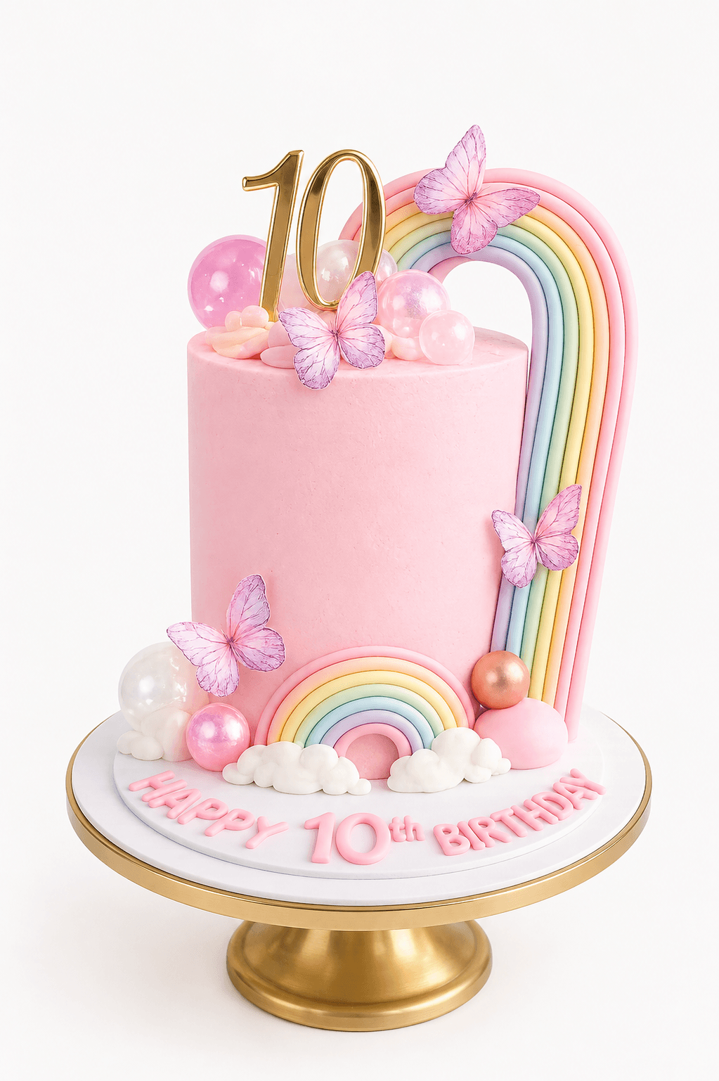 Pink pastel rainbow 10th birthday cake by Glory Treats