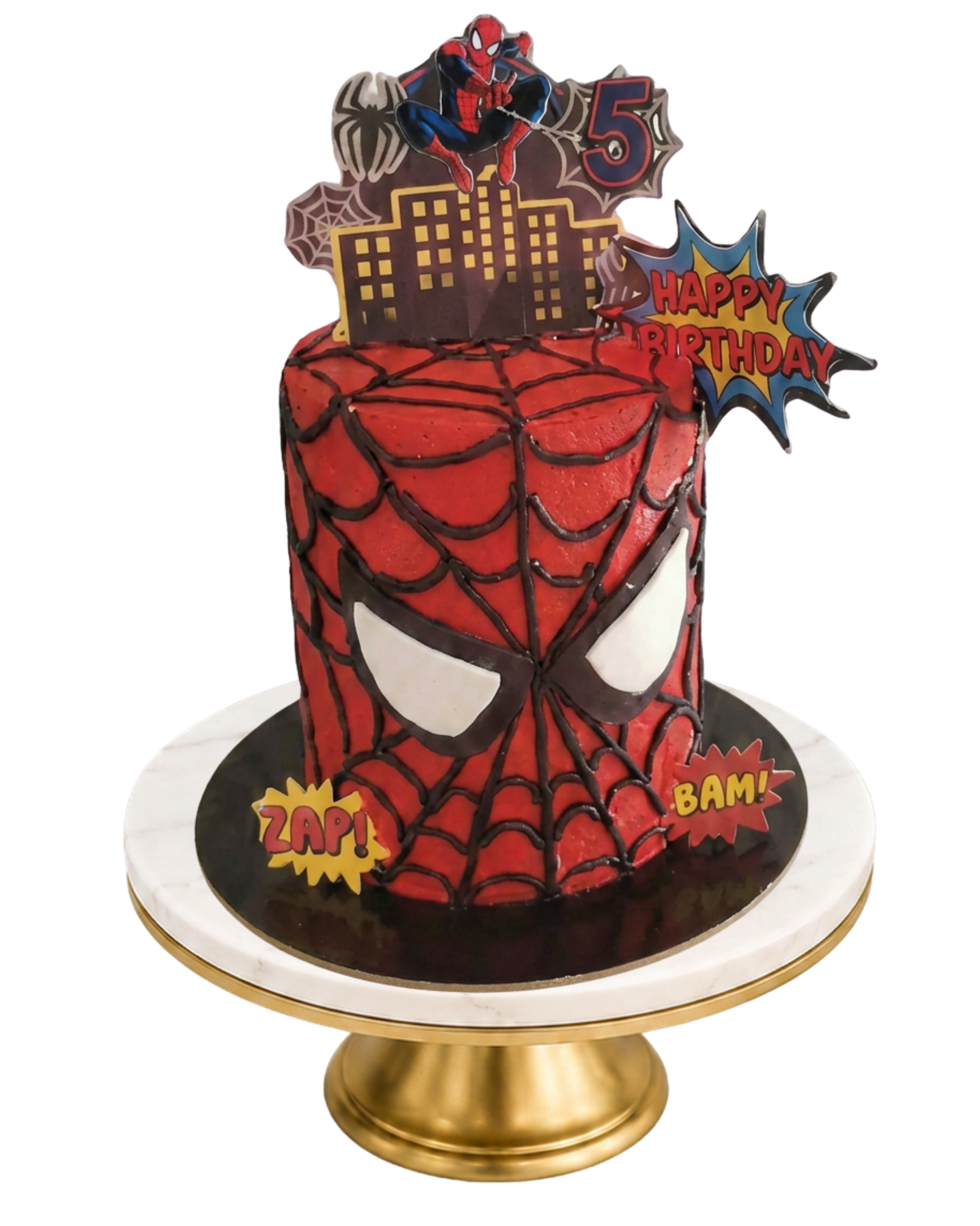 Spiderman themed 5th birthday cake by Glory Treats
