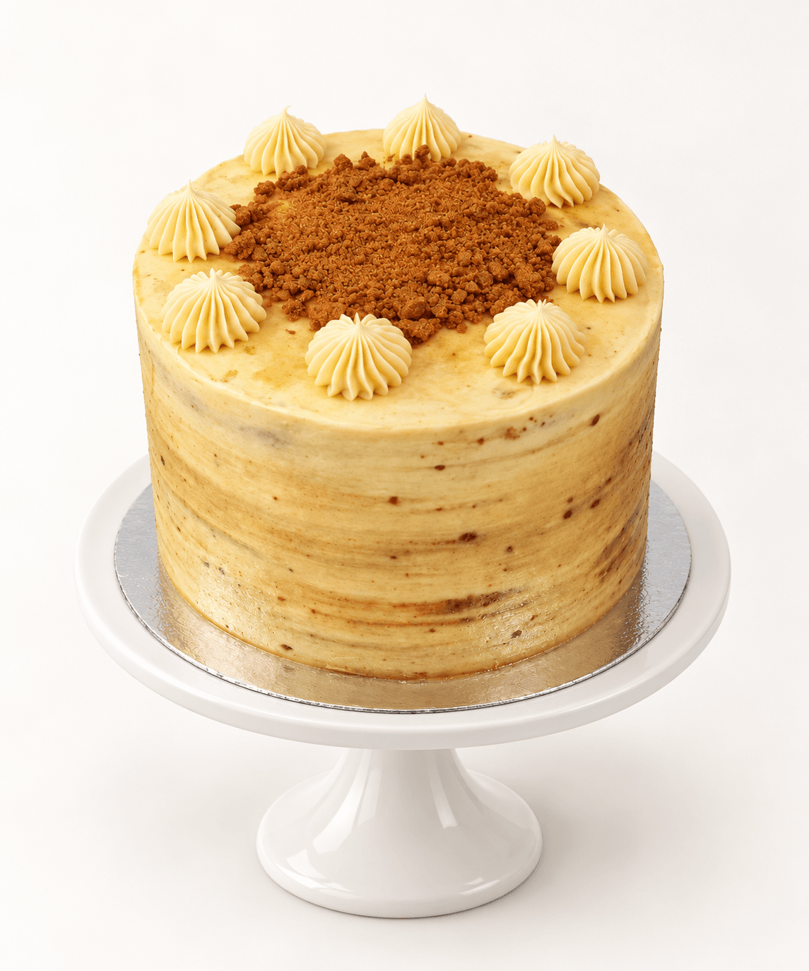 Caramel cake with a lattice piping design by Glory Treats