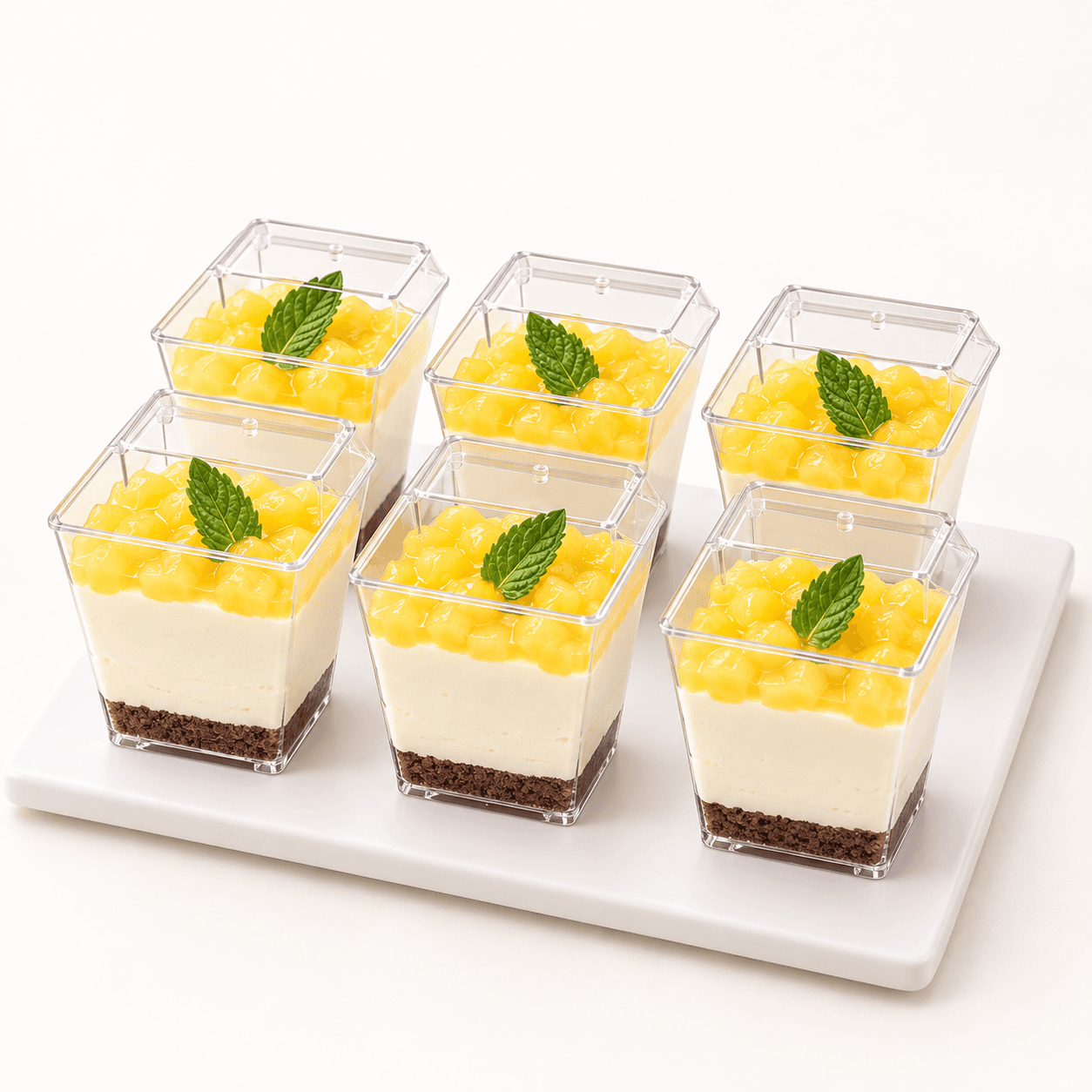 Mini lemon cheesecake cups with fresh mint by Glory Treats